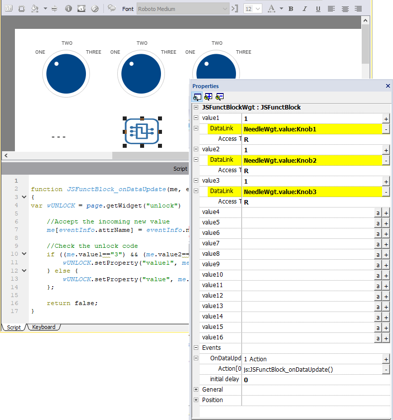 Widget JavaScriptFunktionsblock